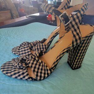 Gianni Bini Black & Cream Gingham Thick Heels (Size 9.5M)